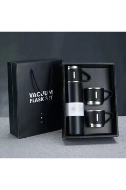 Genel Markalar Paslanmaz Çelik Termos 3 Bardaklı Termos Seti Vakumlu Termos Set Çanta Hediyeli