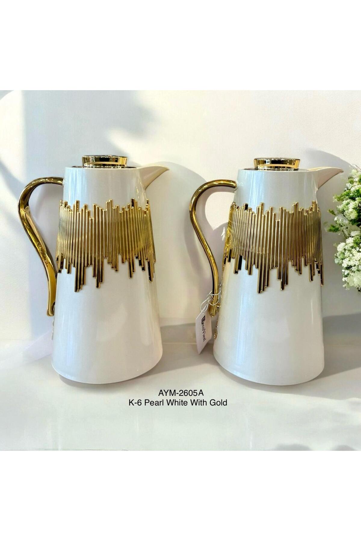 ZETT Gold Çizgi Detay 2li Şık Termos Seti 1L/1L