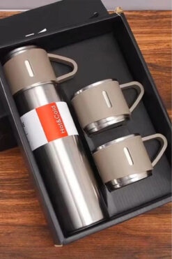 HaLVeY 3'lü Termos Bardak Seti Gri Renk