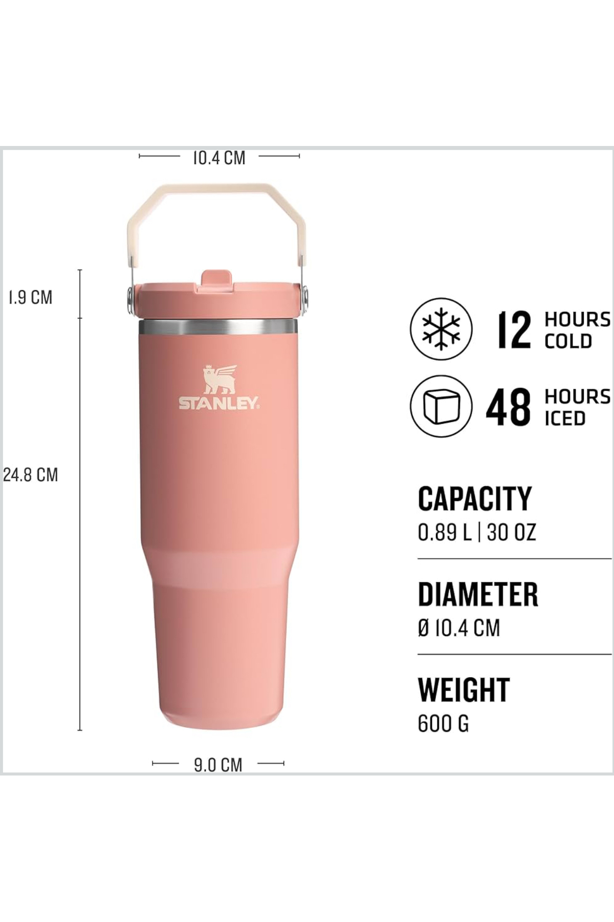 Stanley IceFlow Flip Straw Tumbler Pipetli Termos Bardak, Kiremit (Sienna), 0.89 Litre - Görsel 2