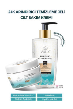 VULLY 24k Altın Parçacıklı Yüz Temizleme Jeli +Aydınlatıcı -nemlendirici-renk Tonu Eşitleyici Yüz Kremi