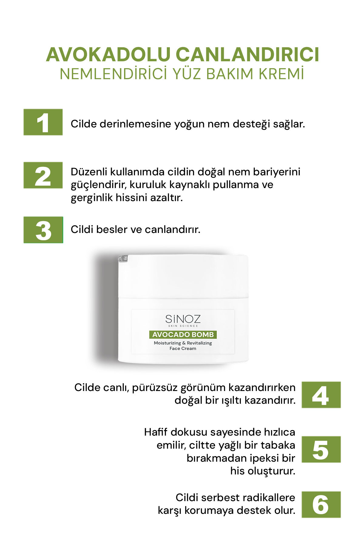 SİNOZ Avokado Bomb Yoğun Nemlendirici Yüz Kremi & Göz Kremi 2'li Bakım Seti - Görsel 2