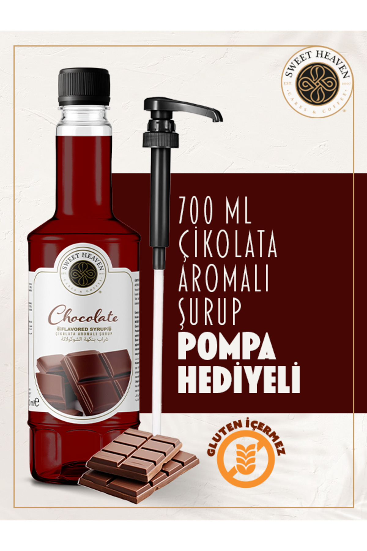 Sweet Heaven Çikolata Aromalı Kahve Şurubu 700ml Pompa Hediye