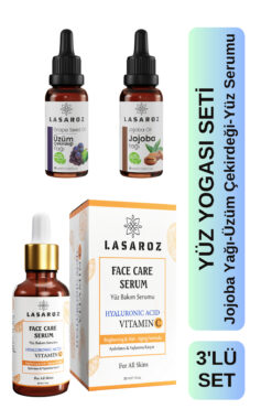 lasaroz Yüz Yogası Seti Cilt Serumu Jojoba Yağı Üzüm Çekirdeği Yağı Canlandırıcı Yüz Masaj Yağı