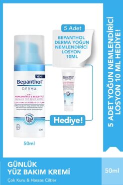 Bepanthol Derma Nemlendirici Günlük Yüz Bakım Kremi 50ml & 5 Adet Günlük Yoğun Nemlendirici Losyon 10 ml