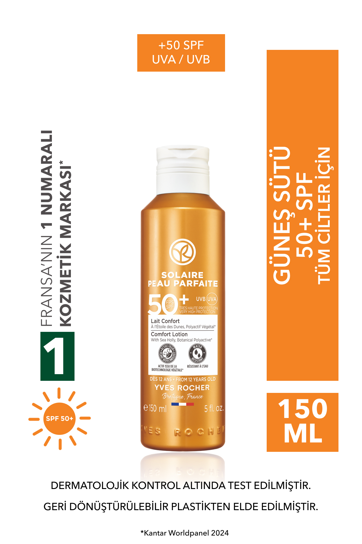 Yves Rocher Spf 50 Yüksek Korumalı Yüz & Vücut Güneş Losyonu/solaire Peau Parfaite-150 ml-79530