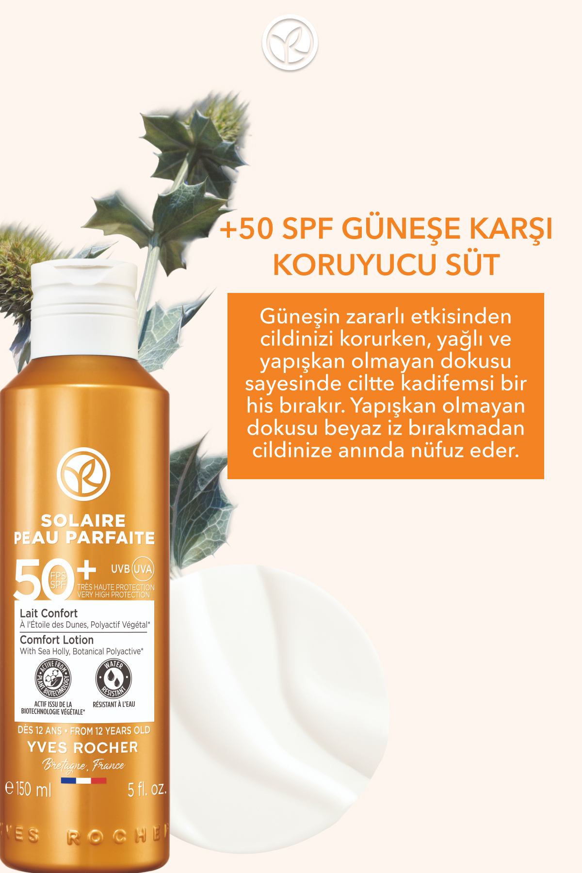 Yves Rocher Spf 50 Yüksek Korumalı Yüz & Vücut Güneş Losyonu/solaire Peau Parfaite-150 ml-79530 - Görsel 2