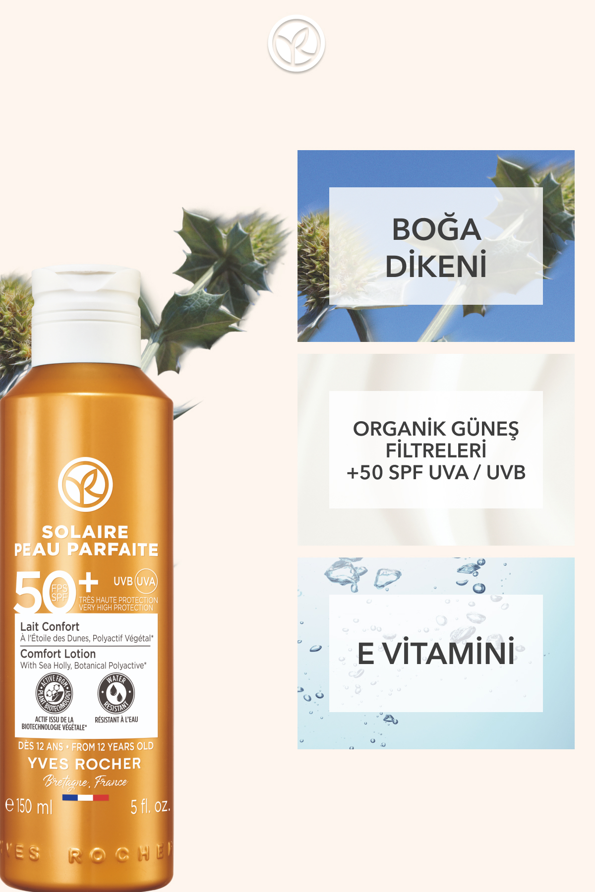 Yves Rocher Spf 50 Yüksek Korumalı Yüz & Vücut Güneş Losyonu/solaire Peau Parfaite-150 ml-79530 - Görsel 3