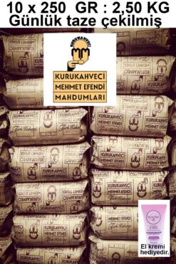 Mehmet Efendi Kurukahveci Mehmet Efendi Mahdumları Türk Kahvesi 250gr.*10 Paket(2,5 Kg. Günlük Çekilmiş) Hediyeli