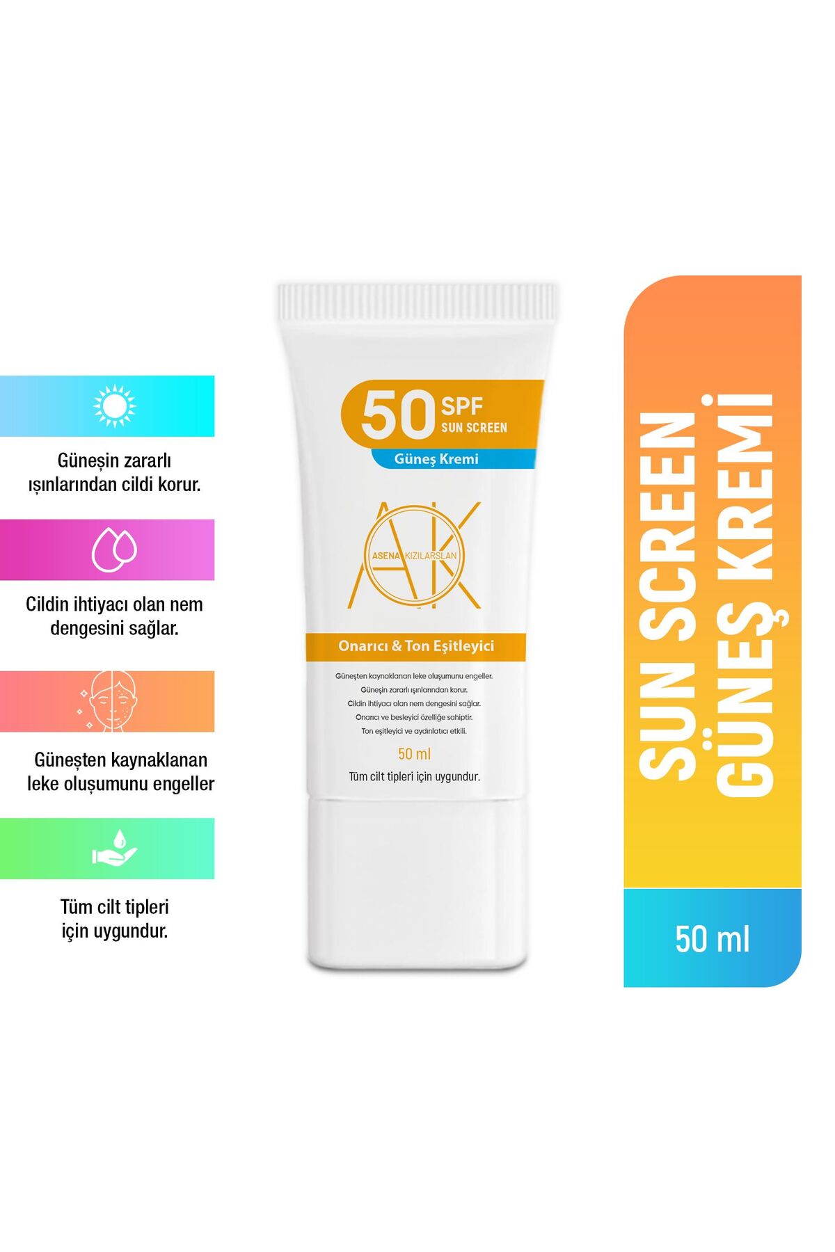 Asena Kızılarslan Onarıcı Aydınlatıcı & Ton Eşitleyici 50 ml 50 Spf Güneş Kremi - Görsel 2