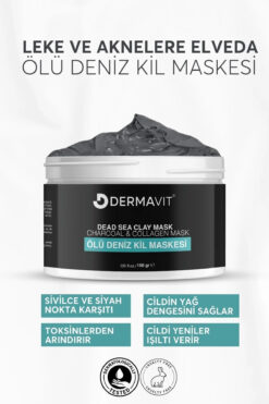 Dermavit Ölü Deniz Kil Maskesi Kolajen Siyah Nokta Karşıtı Ölü Deriden Arındırır Yüze Canlılık Sağlar 150g