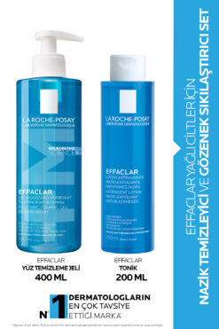 La Roche Posay Yağlı Ciltler İçin Cilt Bakım Seti : Effaclar Yüz Temizleme Jeli 400ml & Sıklaştırıcı Tonik 200ml