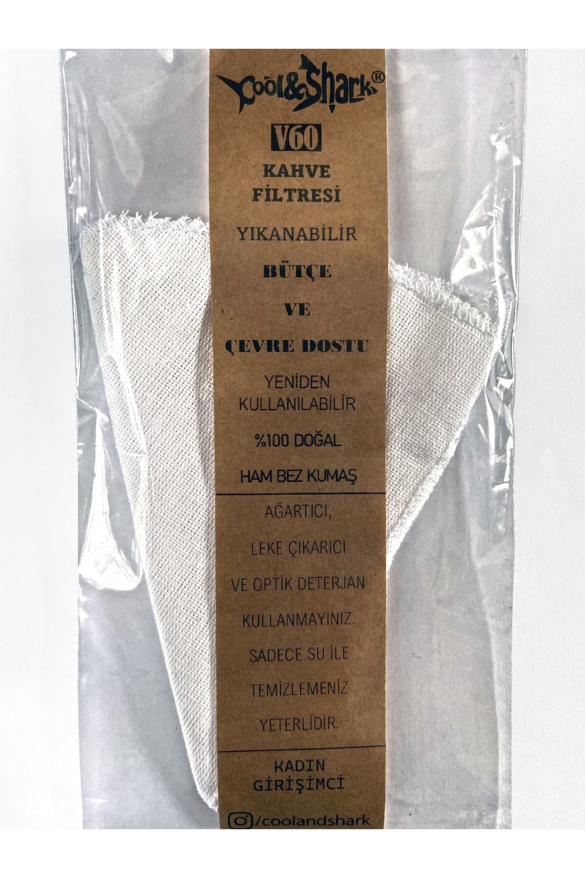 Cool and Shark V60 Kahve Filtresi Yıkanabilir Bez 2 Adet Ham Pamuk Kumaş - Görsel 2