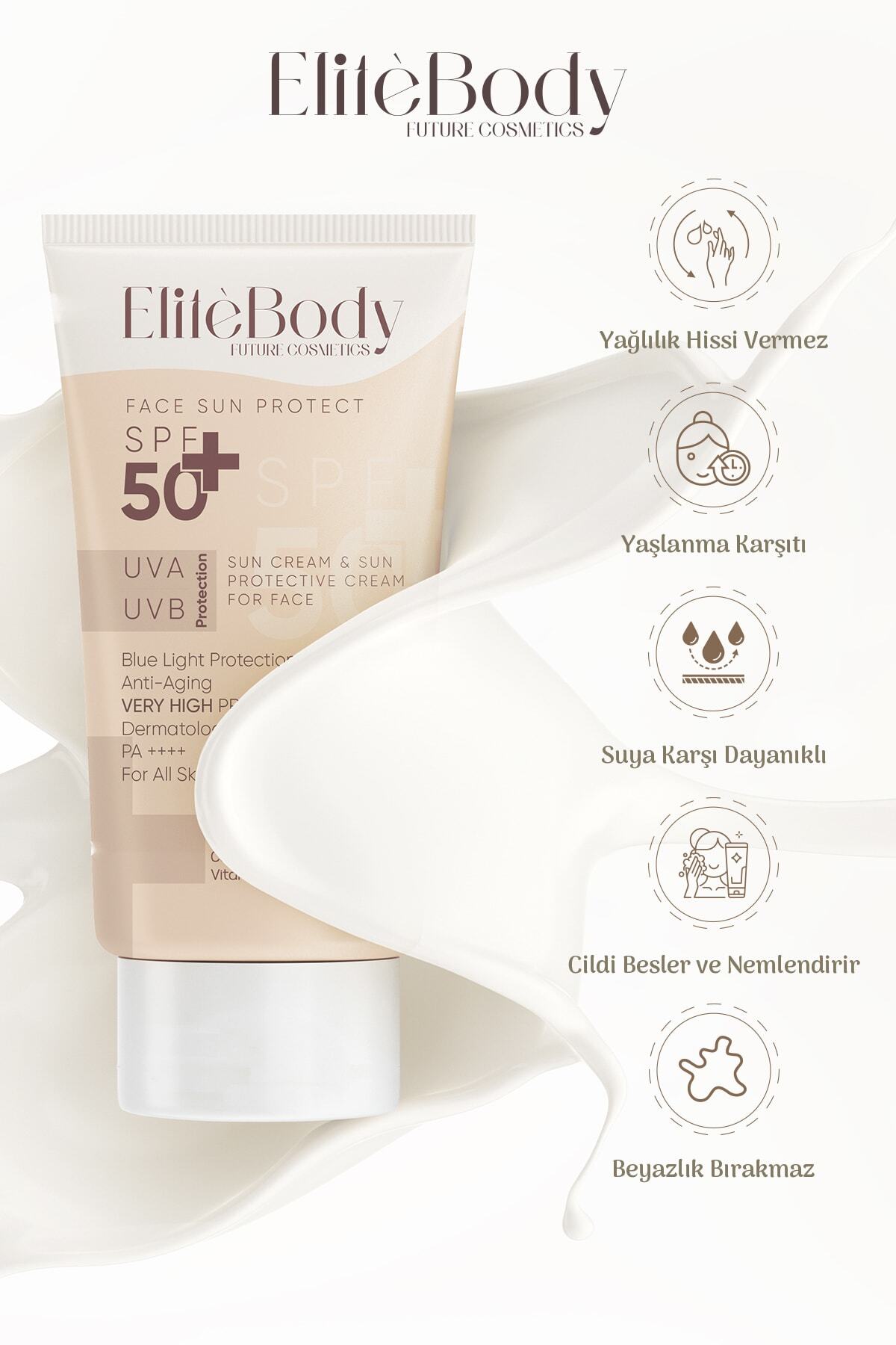 EliteBody Renksiz Yüz Güneş Kremi Spf 50+ Yüksek Koruma - Görsel 2