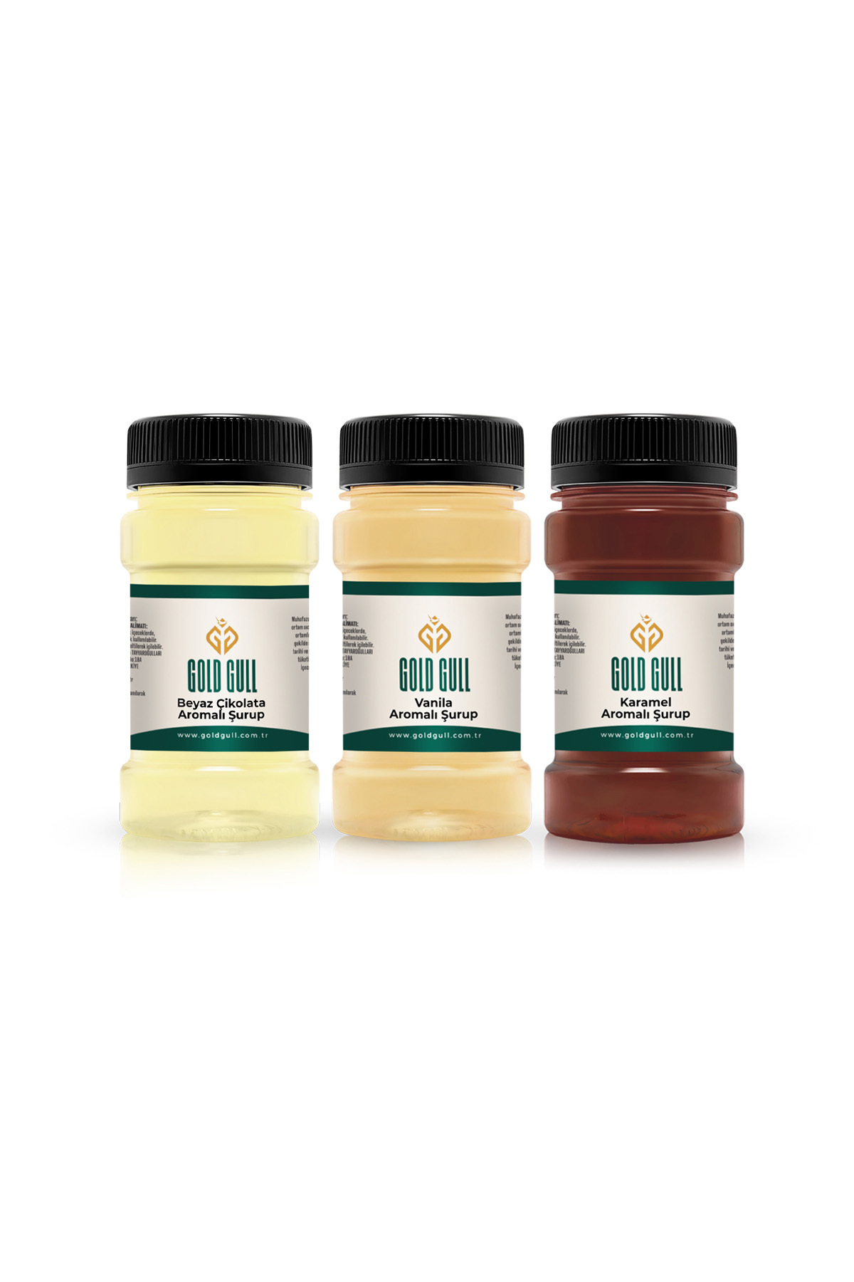 gold gull Beyaz Çikolata, Vanilya & Karamel Aromalı Kahve & Meyve Şurupları 3 X 80 Ml.