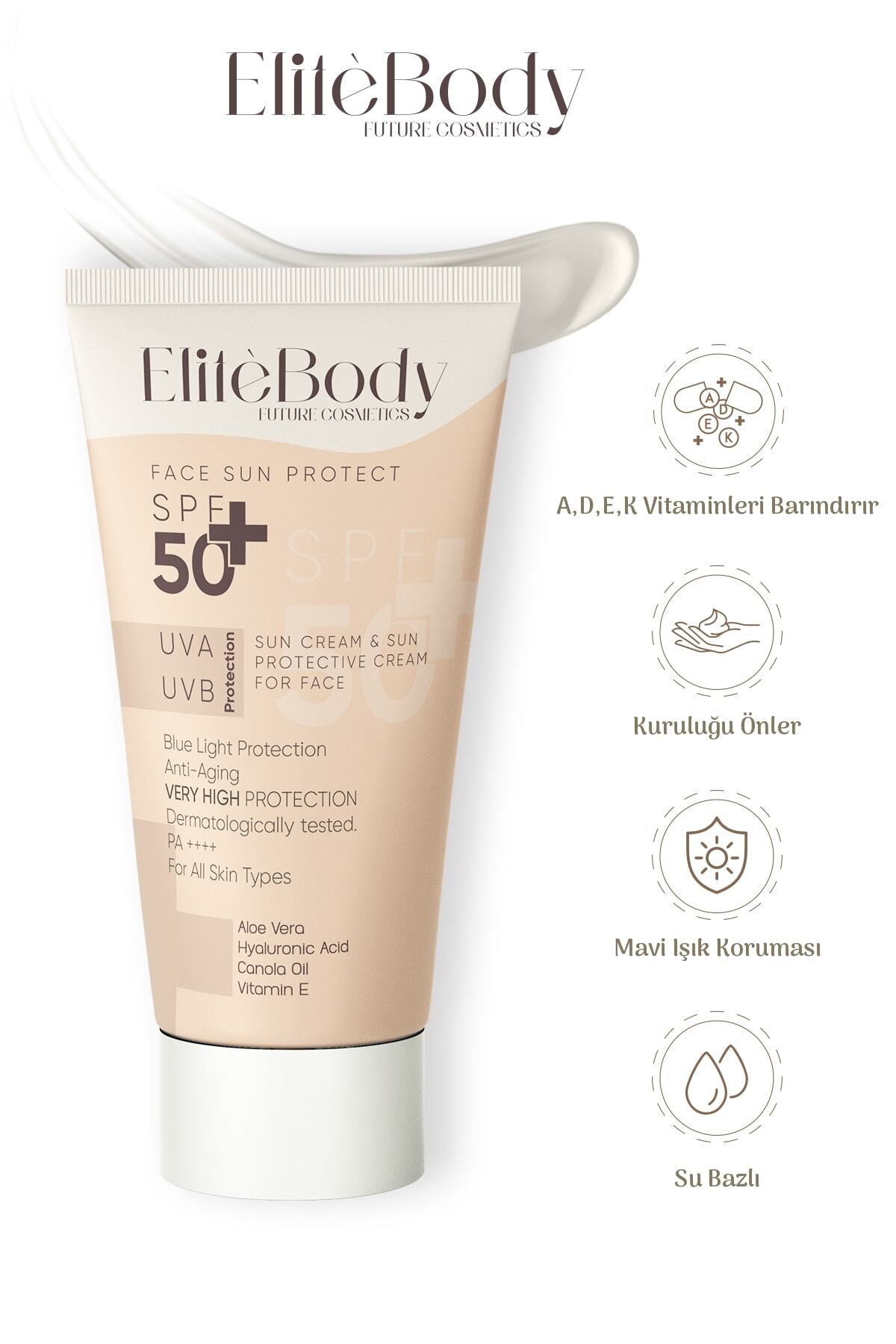 EliteBody Renksiz Yüz Güneş Kremi Spf 50+ Yüksek Koruma - Görsel 3