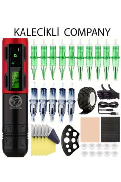 Kalecikli Company Profesyonel Kablosuz Dijital Ekranlı Şarjlı Pen Tattoo Dövme Seti Ve Kalıcı Makyaj Makinesi Seti