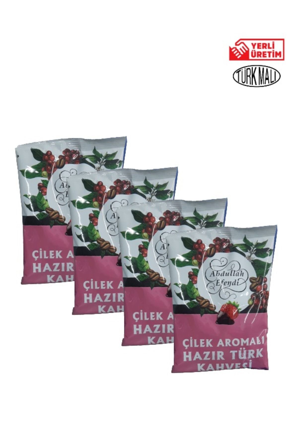 Abdullah Efendi HAZIR TÜRK KAHVESİ AROMALI 100 GR 4 ADET ÇİLEK AROMALI