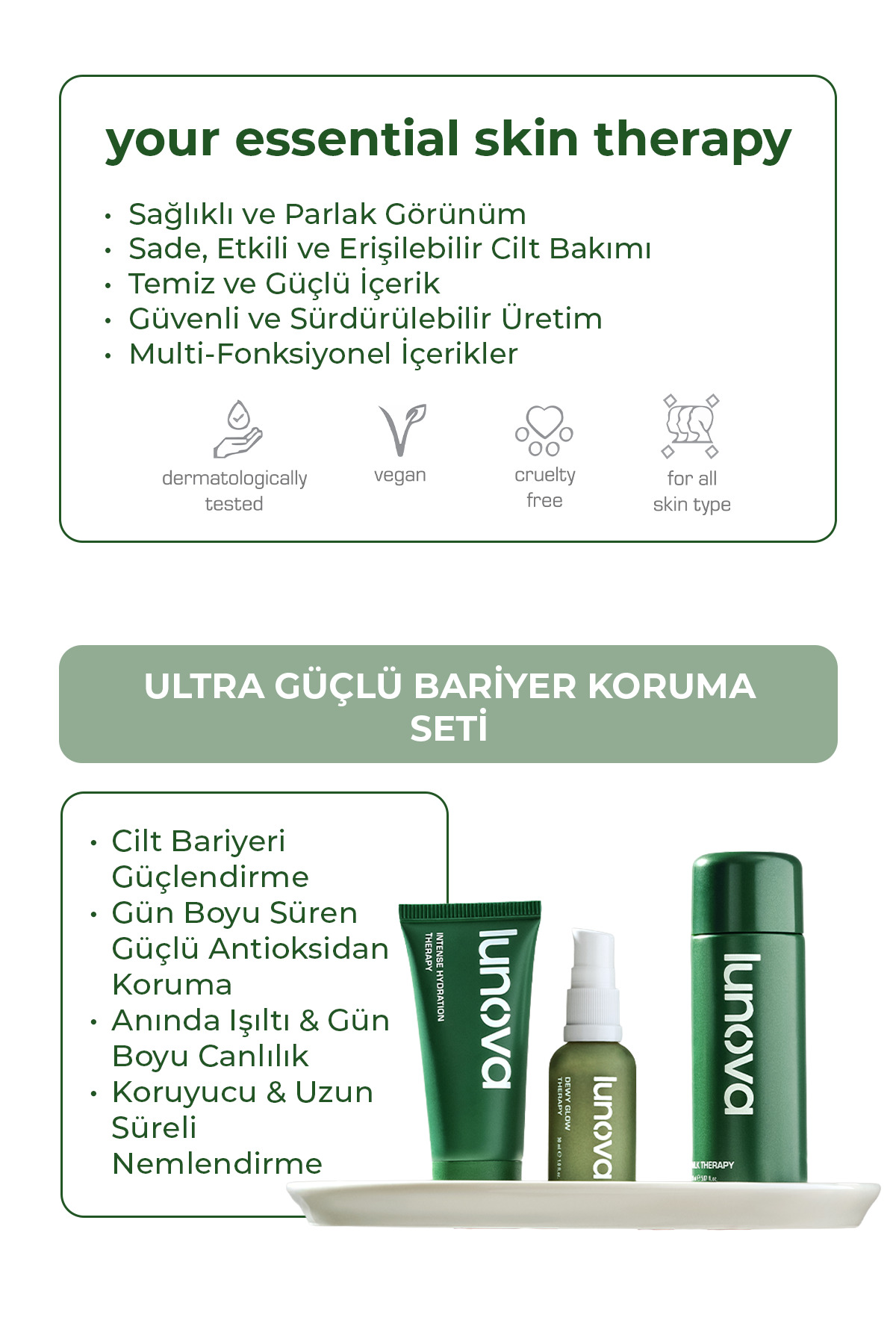 Lunova Milk Serum, Dewy Glow, Intense Hydration Therapy | Bariyer Onarıcı, Nemlendirici Cilt Bakım Seti - Görsel 2