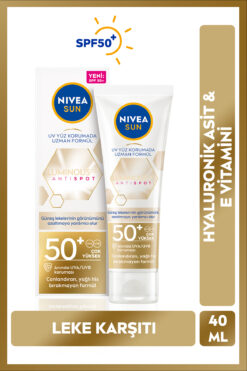 NIVEA Luminous630 Leke Karşıtı Güneş Koruyucu Yüz Kremi 40ml, Spf50, Hyalüronik Asit, E Vitamini, Uva/uvb