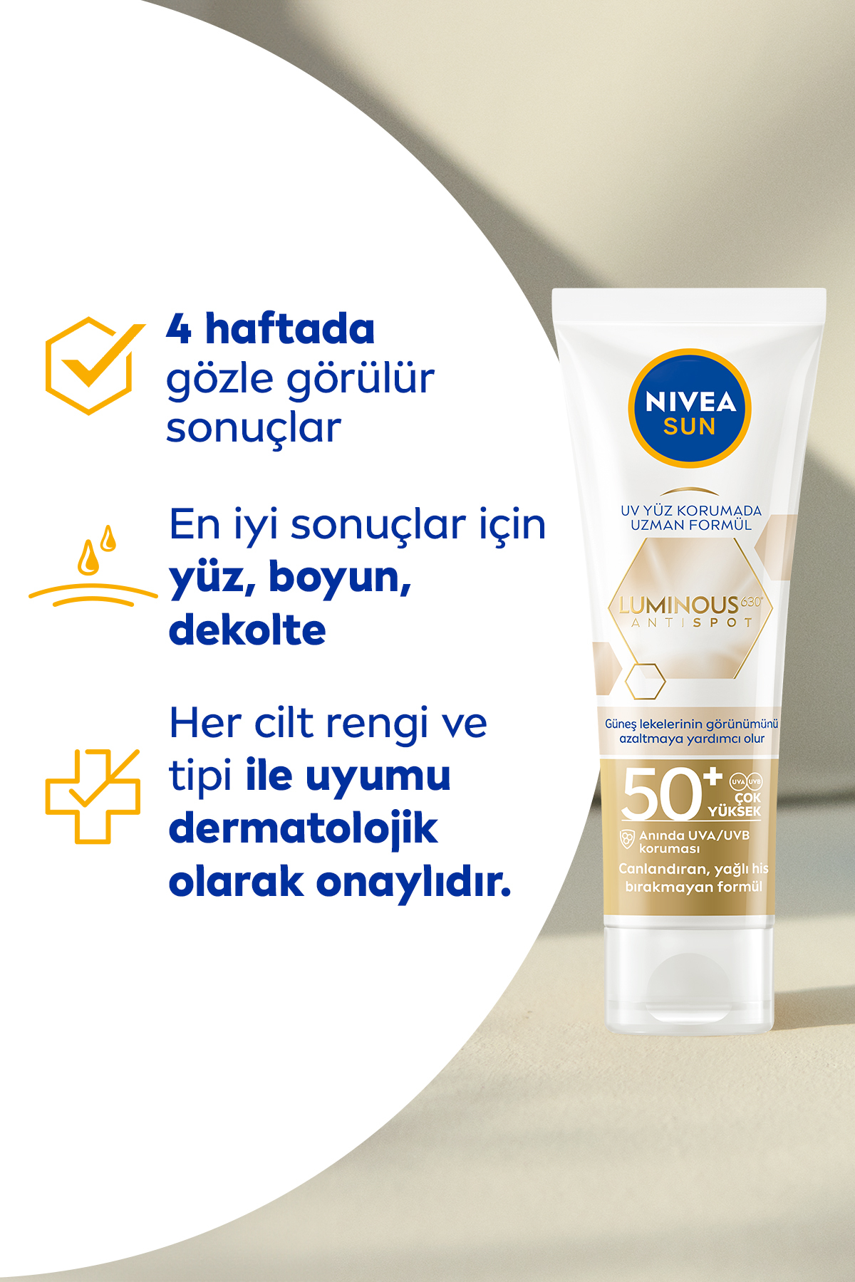 NIVEA Luminous630 Leke Karşıtı Güneş Koruyucu Yüz Kremi 40ml, Spf50, Hyalüronik Asit, E Vitamini, Uva/uvb - Görsel 2
