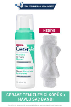CeraVe Karma ve Hassas Cilt Tipleri İçin Temizleyici Köpük ve Havlu Saç Bandı Seti