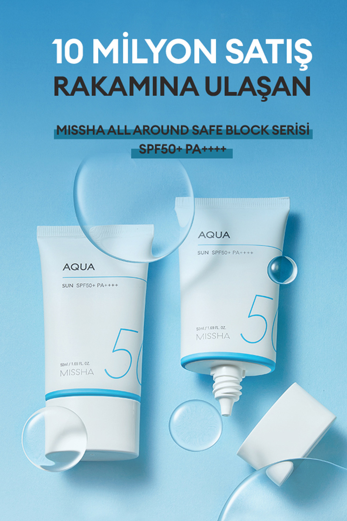 Missha Su Bazlı Güneş Koruyucu Nemlendirici Jel All Around Safe Block Aqua Sun Gel SPF 50+ PA++++ - Görsel 3