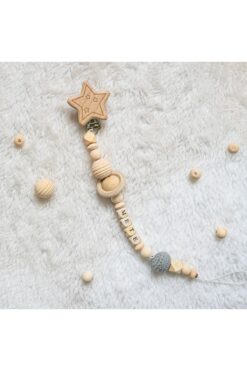 lismo kids Doğal Ahşap Emzik Zinciri - Emzik Askısı Ahşap Emzik Zinciri Emzik Tutucu