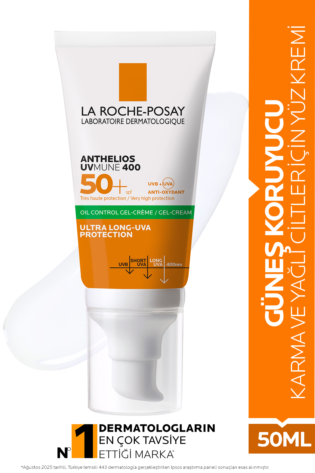 La Roche Posay Anthelios Uvmune 400 Oil Control Spf50+ Karma ve Yağlı Ciltler için Yüz Güneş Krem 50 ml