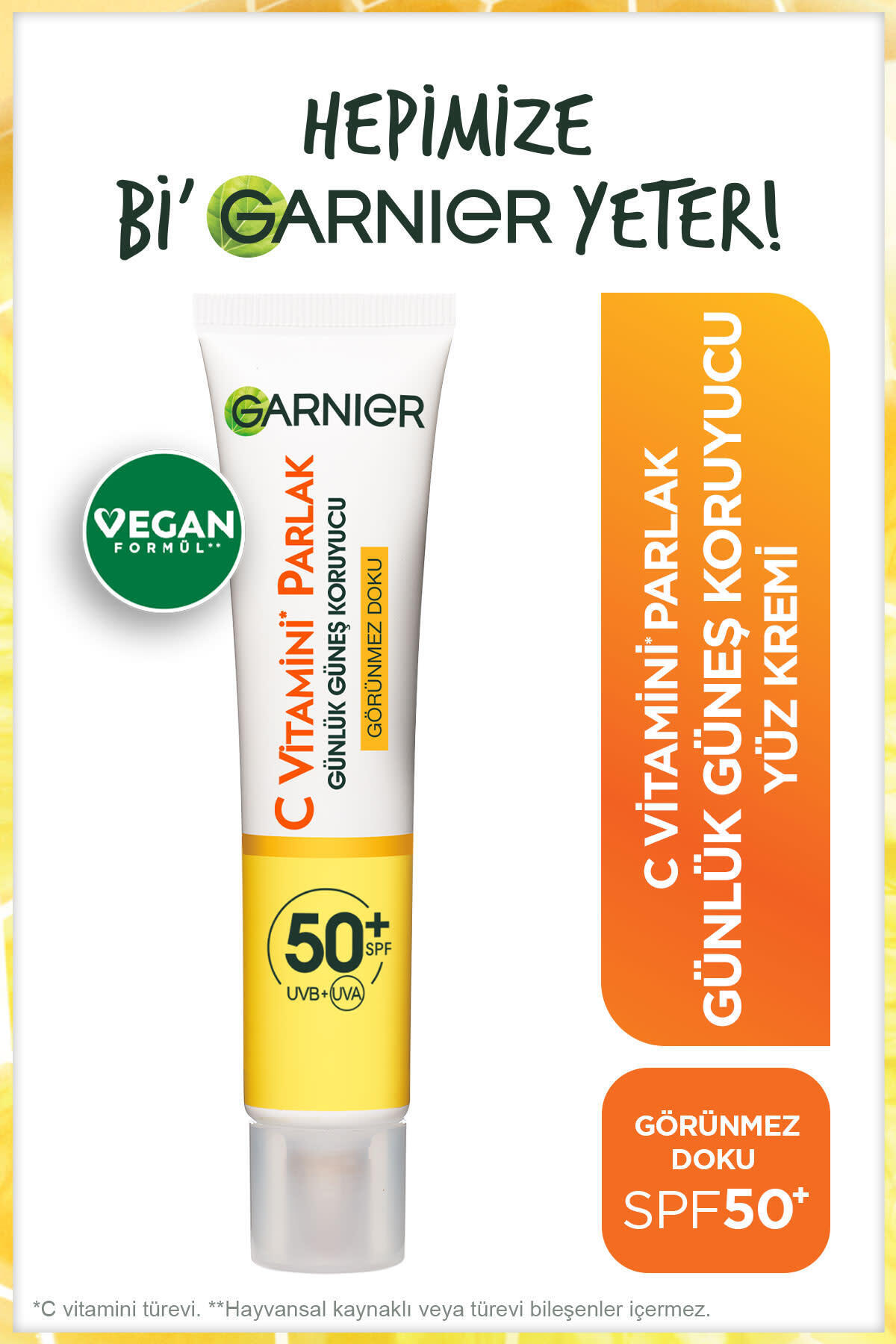 Garnier C Vitamini Günlük Güneş Koruyucu Fluid Yüz Kremi Görünmez Doku Spf50 40ml