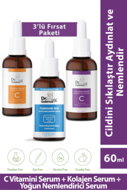 Dr. Galenus Vitamin C, Kolajen Ve Yoğun Nemlendirici Üçlü Bakım Serum Seti (60 ML)