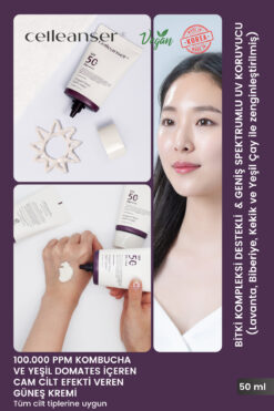 celleanser Cam Cilt Görünümü Veren Ve 100.000 Ppm Kombucha Içeren Nemlendirici, Antioksidan Vegan Güneş Kremi