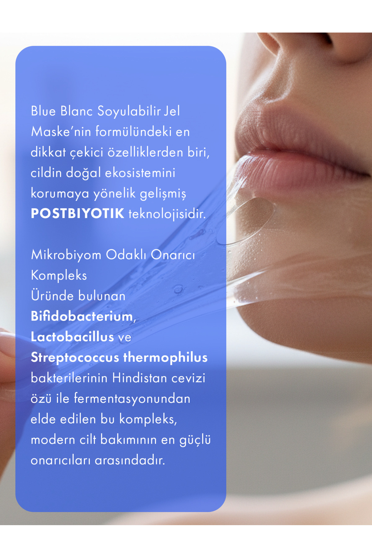 Lopren Blue Blanc Soyulabilir Postbiyotik Kolajen Jel Yüz Maskesi 100 ML - Görsel 3