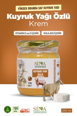 SİNA LOKMAN HEKİM KUYRUK YAĞI ÖZLÜ 210 ML.KUTUSUZ CAM KAVANOZ (YAKICI ÖZELLİĞİ VARDIR YÜZE SÜRÜLMEZ)