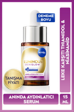 NIVEA Luminous630 Skin Glow Anında Aydınlatıcı Serum 15ml, Eşit Cilt Tonu, Thiamidol, Niasinamid, AloeVera