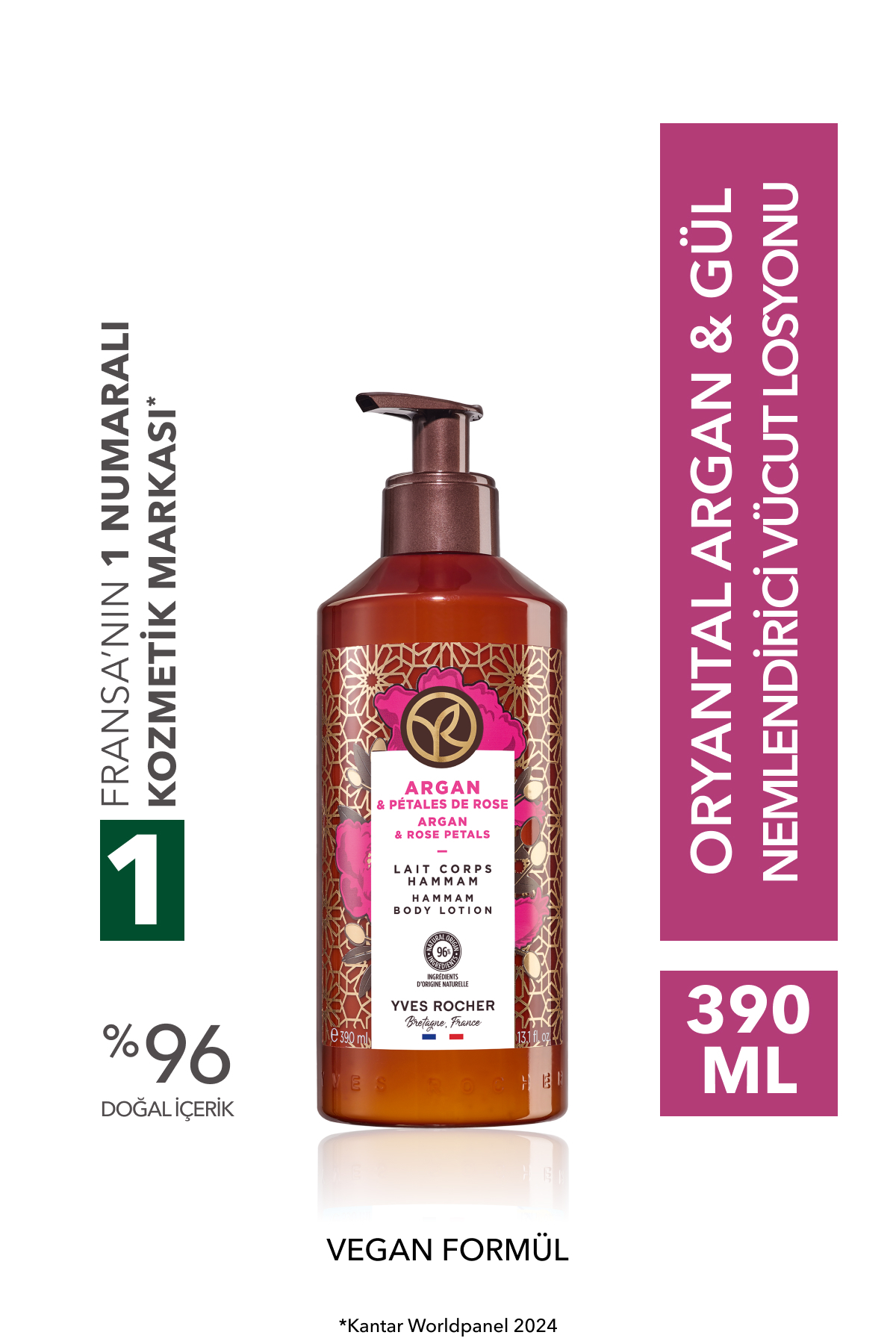 Yves Rocher Vücut Losyonu - Nemlendirici Besleyici Oryantal Argan Gül- Vegan-390ml