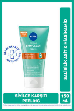 NIVEA Derma Skin Clear Sivilce Karşıtı Yüz Temizleyici Peeling 150ml, Arındırıcı, Salisilik Asit