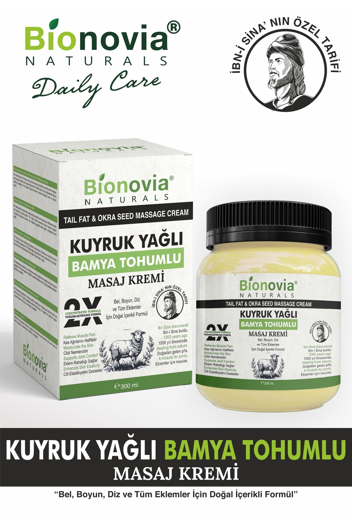 Bionovia Kuyruk Yağlı Ve Bamya Tohumlu Yağlı Masaj Kremi 300ml