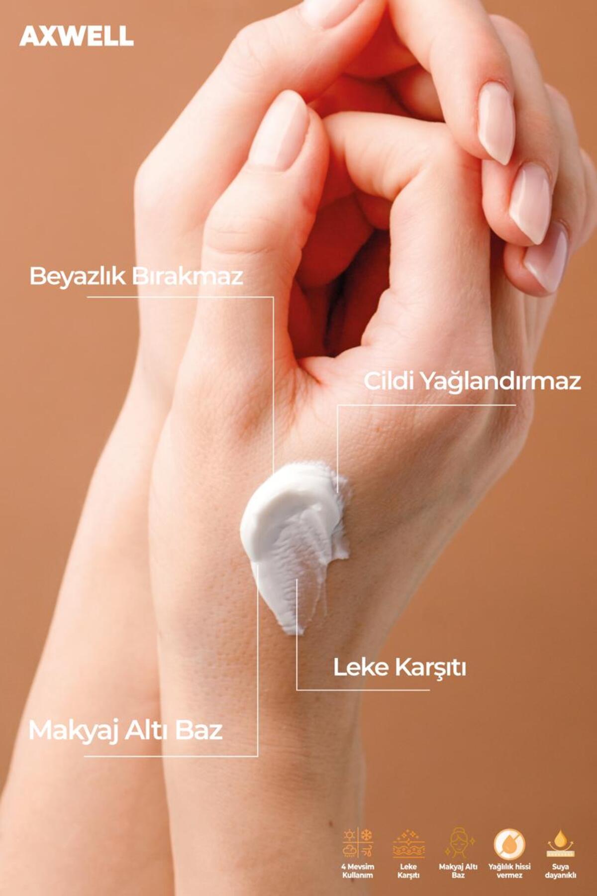 AXWELL SPF 50+ Leke Karşıtı Güneş Kremi 125ml | Nemlendirici & Yüksek Koruma | Beyazlık Bırakmaz - Görsel 2