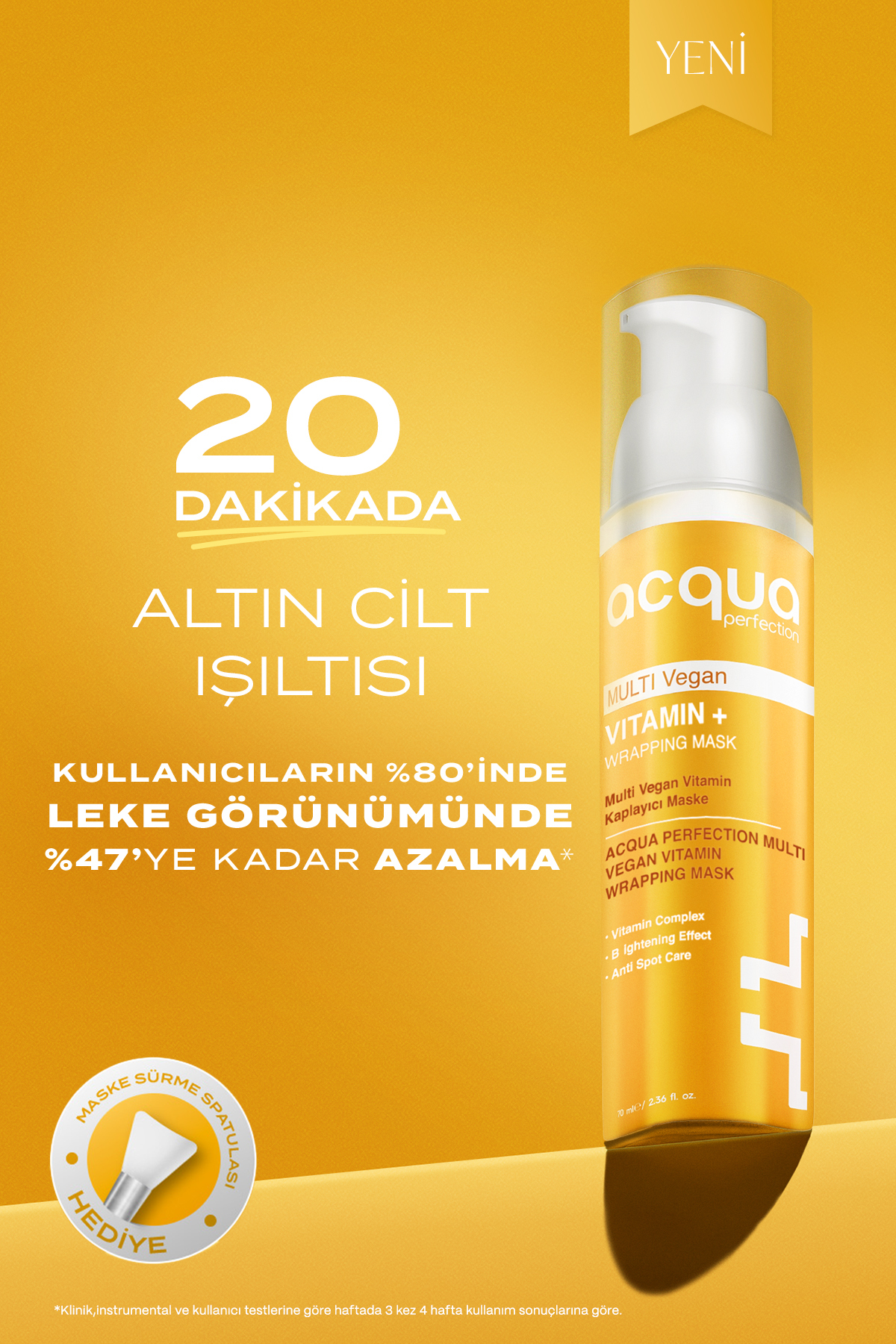 Acqua Perfection Multi Vitamin | C B5 B3 | C Vitamini Cilt Aydınlatıcı ve Leke Karşıtı Soyulabilir Yüz Maskesi 70 ml
