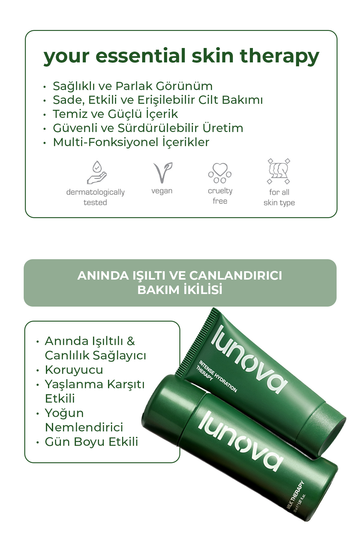 Lunova 150 ML Milk Therapy Nemlendirici Serum ve Bariyer Güçlendirici Yüz Kremi | Serum ve Yüz Kremi Seti - Görsel 2
