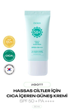Jigott Hassas Ciltler İçin Yüksek Korumalı Güneş Kremi Doris Vitality Cica Sunscreen SPF 50