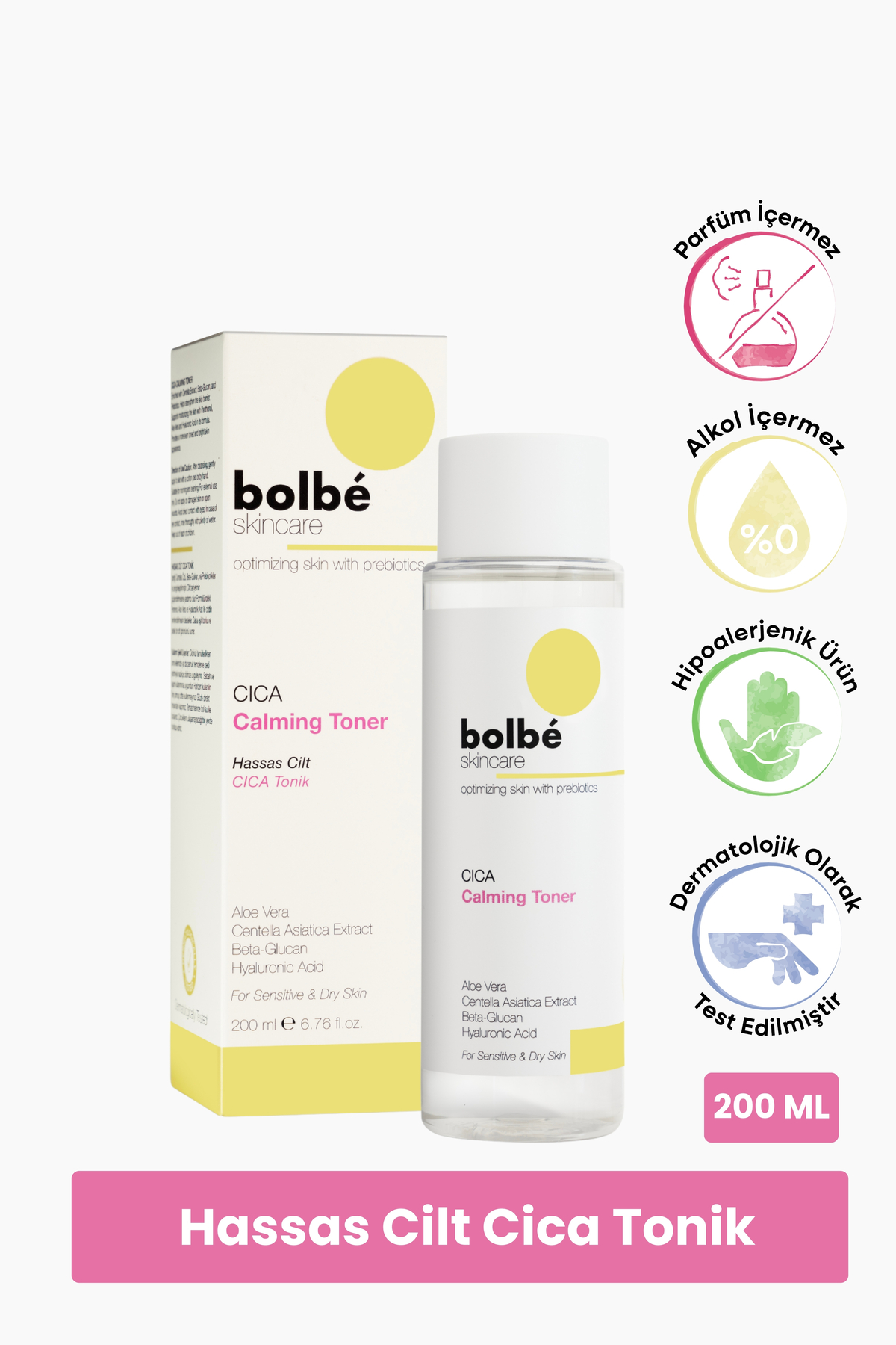 bolbé skincare Hassas Ciltler İçin Kızarıklık Önleyici, Yatıştırıcı, Bariyer Destekleyici Nem Toniği - 200 ml
