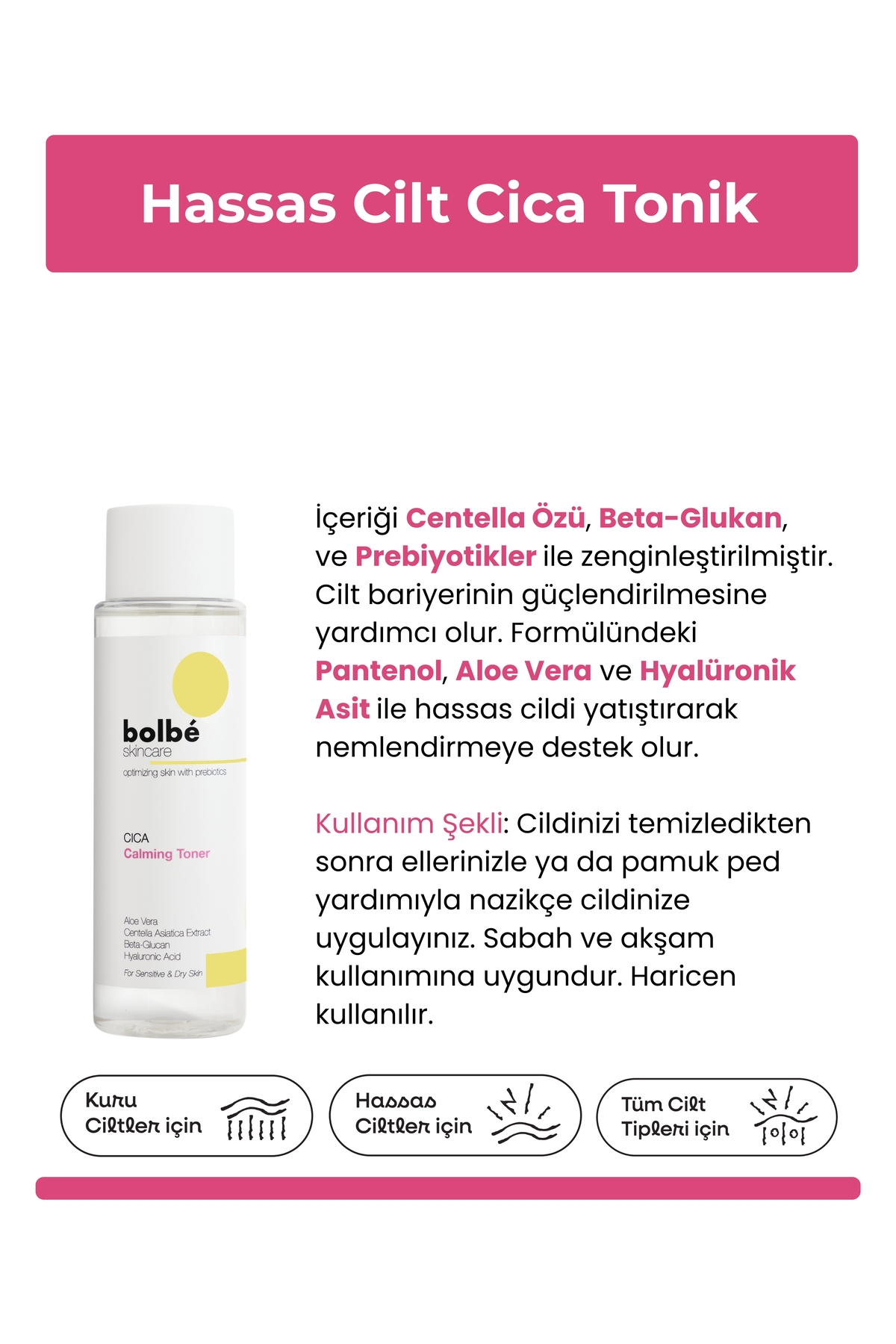 bolbé skincare Hassas Ciltler İçin Kızarıklık Önleyici, Yatıştırıcı, Bariyer Destekleyici Nem Toniği - 200 ml - Görsel 3