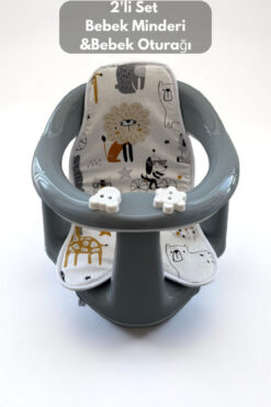 PONÇİK STORE 2'li Bebek Banyo Oturağı Ve Minder Seti - Vakum Taban Mama Oturağı, Oturak Minderi Hediyedir