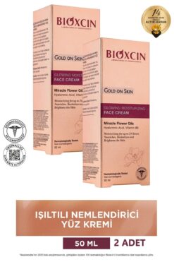 Bioxcin Gold On Skin Işıltılı Yüz Kremi 2x50 Ml Hyalüronik Asit, B5, Mucizevi Yağlar Glow