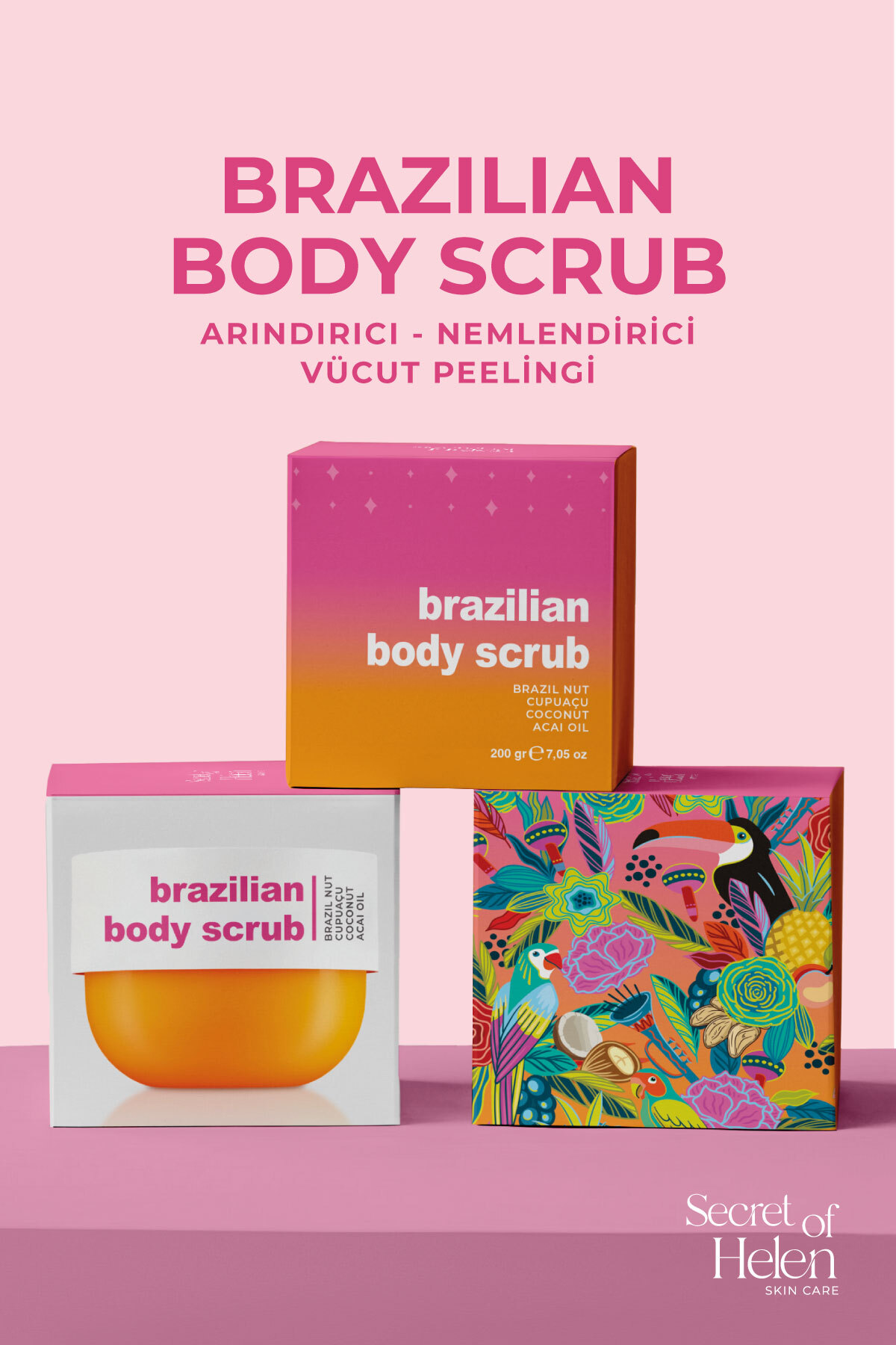 Secret of Helen Brazilian Cilt Bakım Seti - Vücut Spreyi I Vücut Peelingi I Sıkılaştırıcı Vücut Kremi - Görsel 3