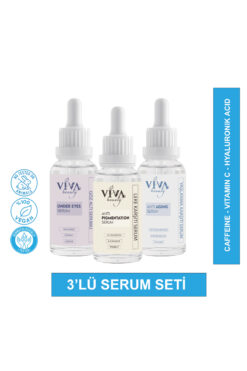 VivaBeauty Üçlü Serum Seti (C VİTAMİNİ - CAFFEİNE - HYALURONİK ASİT SERUMU)