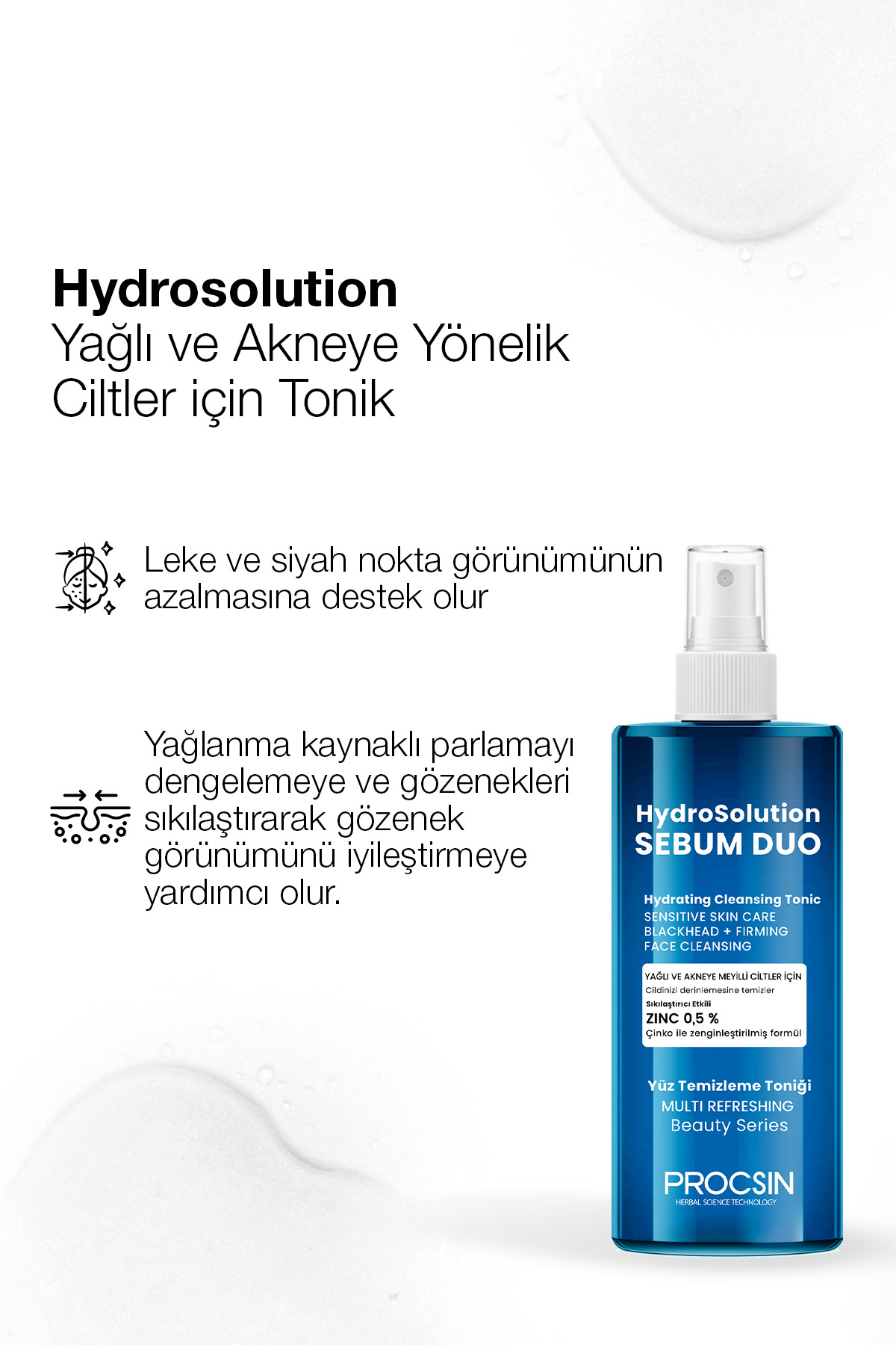 PROCSIN Hydrosolution Yağlı Ve Akneye Yönelik Ciltler Için Tonik 200 ml - Görsel 2