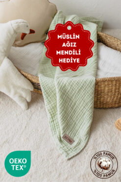 ZEYPBA Suyeşil Kenar Dikişli Müslin Müslin Battaniye 4 Katlı Müslin Bebek & Çocuk Müslin Örtü %100 Pamuk